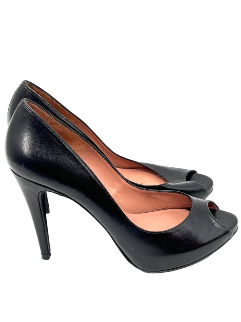 Pura Lopez Leather Peep Toe Pump Heels